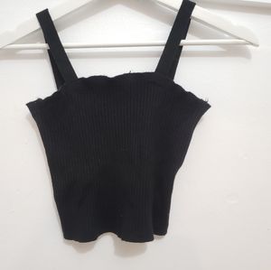 Forever 21 Warm Knit Sweater Strappy Black Crop Top Tank Top